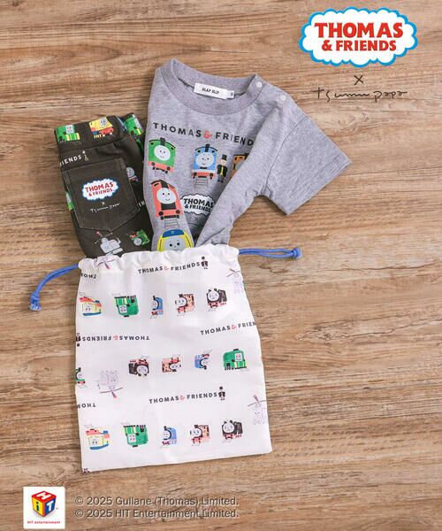 SLAP SLIP / スラップ スリップ ポーチ | 【きかんしゃトーマス×つむぱぱ×SLAPSLIP】THOMAS＆FRIENDS総柄きんちゃく袋 | 詳細2