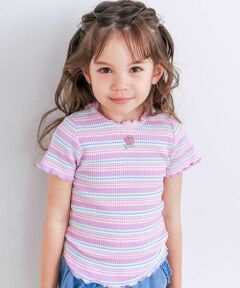 SLAP SLIP / スラップ スリップ Tシャツ | 無地ボーダーワンポイント刺しゅう縁メロウTシャツ(80~130cm)