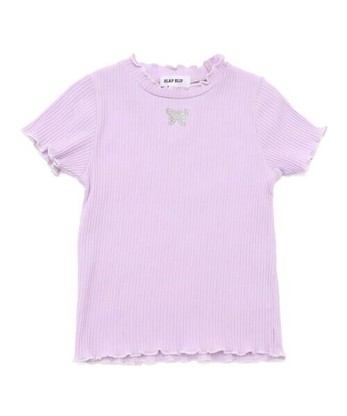 SLAP SLIP / スラップ スリップ Tシャツ | 無地ボーダーワンポイント刺しゅう縁メロウTシャツ(80~130cm) | 詳細1