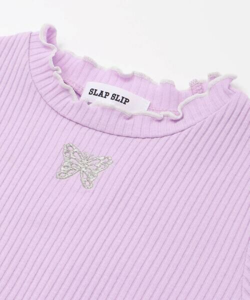 SLAP SLIP / スラップ スリップ Tシャツ | 無地ボーダーワンポイント刺しゅう縁メロウTシャツ(80~130cm) | 詳細3
