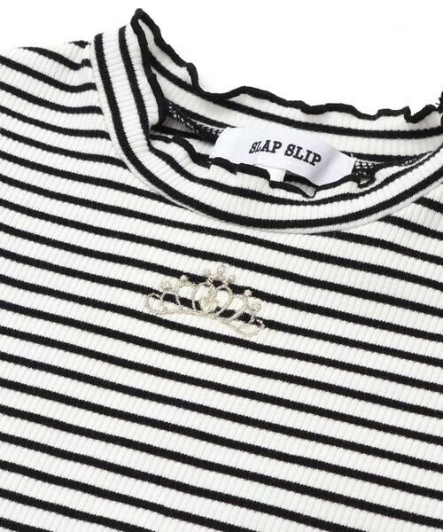 SLAP SLIP / スラップ スリップ Tシャツ | 無地ボーダーワンポイント刺しゅう縁メロウTシャツ(80~130cm) | 詳細9