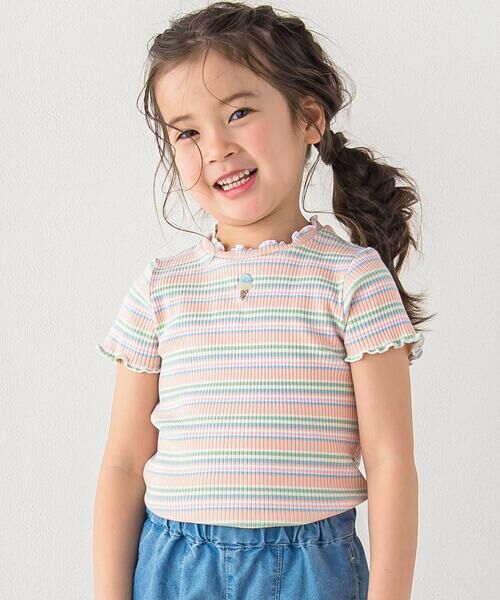 SLAP SLIP / スラップ スリップ Tシャツ | 無地ボーダーワンポイント刺しゅう縁メロウTシャツ(80~130cm) | 詳細11