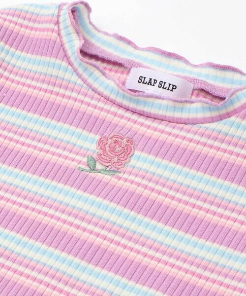 SLAP SLIP / スラップ スリップ Tシャツ | 無地ボーダーワンポイント刺しゅう縁メロウTシャツ(80~130cm) | 詳細21