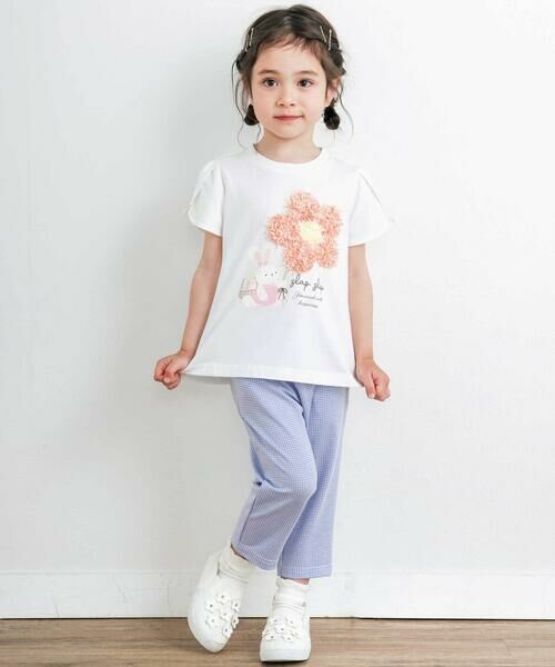 SLAP SLIP / スラップ スリップ Tシャツ | くしゅくしゅシフォンお花ウサギモチーフTシャツ(80~130cm) | 詳細2