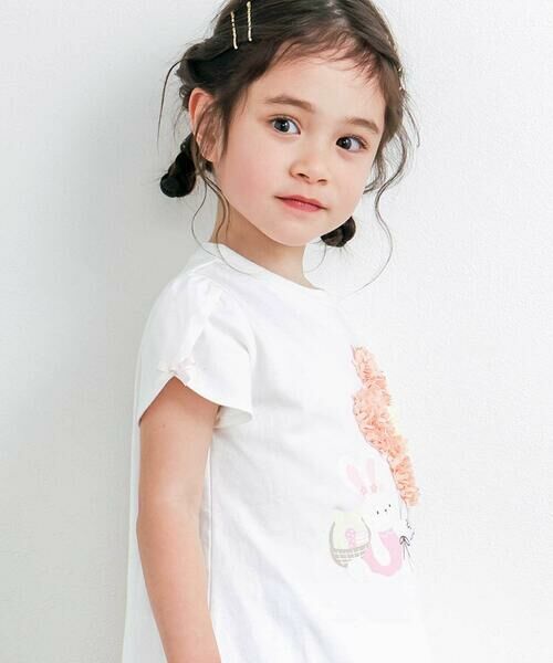 SLAP SLIP / スラップ スリップ Tシャツ | くしゅくしゅシフォンお花ウサギモチーフTシャツ(80~130cm) | 詳細4