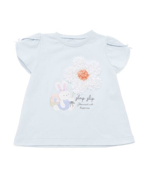 SLAP SLIP/スラップ スリップ くしゅくしゅシフォンお花ウサギモチーフTシャツ(80~130cm) ブルー 130cm SLAP SLIP/スラップ スリップ くしゅくしゅシフォンお花ウサギモチーフTシャツ(80~130cm) ブルー 130cm