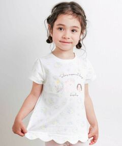 SLAP SLIP / スラップ スリップ Tシャツ | 【お揃い】アニマルキラキラパッチ裾スカラップTシャツ(80~130cm)
