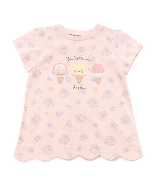 SLAP SLIP/スラップ スリップ 【お揃い】アニマルキラキラパッチ裾スカラップTシャツ(80~130cm) 花柄(ピンク系) 130cm SLAP SLIP/スラップ スリップ 【お揃い】アニマルキラキラパッチ裾スカラップTシャツ(80~130cm) 花柄(ピンク系) 130cm