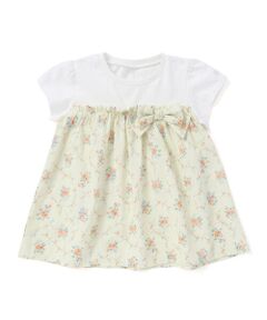 SLAP SLIP / スラップ スリップ Tシャツ | 【お揃い】リボン付き花柄ドッキングTシャツ(80~130cm)