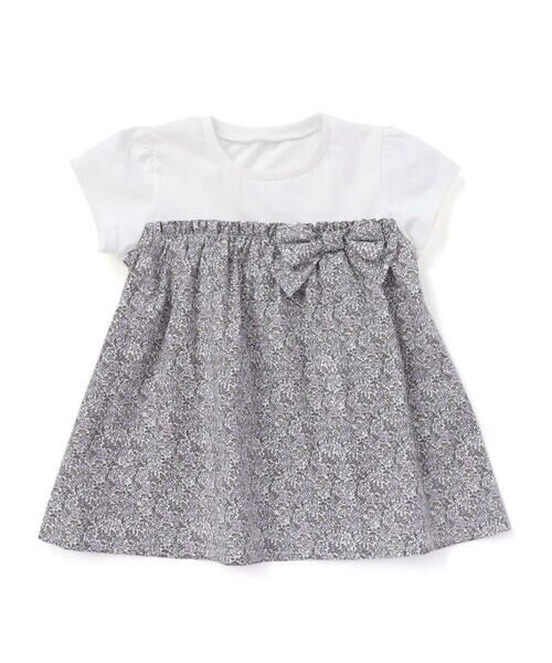 SLAP SLIP / スラップ スリップ Tシャツ | 【お揃い】リボン付き花柄ドッキングTシャツ(80~130cm) | 詳細12