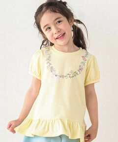 SLAP SLIP / スラップ スリップ Tシャツ | お花リボンネックレスプリント裾フレアTシャツ(80~130cm)