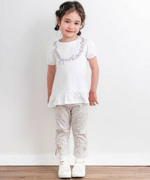 SLAP SLIP / スラップ スリップ Tシャツ | お花リボンネックレスプリント裾フレアTシャツ(80~130cm) | 詳細2