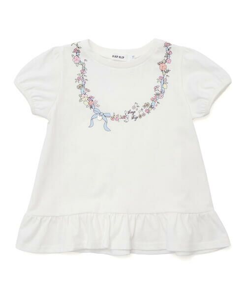 SLAP SLIP / スラップ スリップ Tシャツ | お花リボンネックレスプリント裾フレアTシャツ(80~130cm) | 詳細4