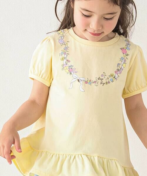 SLAP SLIP / スラップ スリップ Tシャツ | お花リボンネックレスプリント裾フレアTシャツ(80~130cm) | 詳細8