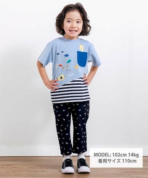 SLAP SLIP / スラップ スリップ Tシャツ | 恐竜アニマルうみのいきものデニムポケット付き切り替えTシャツ(80~130cm) | 詳細1