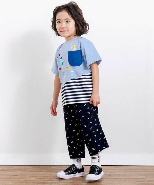 SLAP SLIP / スラップ スリップ Tシャツ | 恐竜アニマルうみのいきものデニムポケット付き切り替えTシャツ(80~130cm) | 詳細4