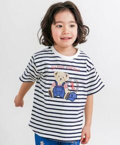SLAP SLIP / スラップ スリップ Tシャツ | 【お揃い】クマモチーフ無地ボーダーTシャツ(80~130cm)