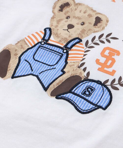 お揃い】クマモチーフ無地ボーダーTシャツ(80~130cm) （Tシャツ