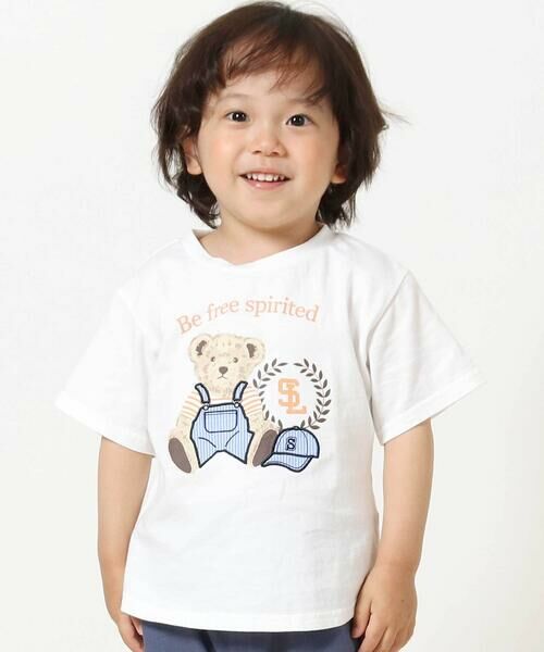 SLAP SLIP/スラップ スリップ 【お揃い】クマモチーフ無地ボーダーTシャツ(80~130cm) ホワイト 80cm SLAP SLIP/スラップ スリップ 【お揃い】クマモチーフ無地ボーダーTシャツ(80~130cm) ホワイト 80cm