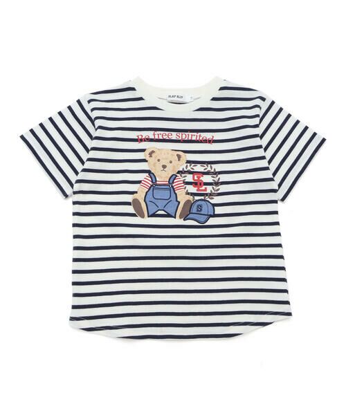 SLAP SLIP / スラップ スリップ Tシャツ | 【お揃い】クマモチーフ無地ボーダーTシャツ(80~130cm) | 詳細24
