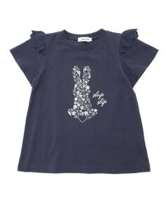 SLAP SLIP / スラップ スリップ Tシャツ | アニマルウサギフロント刺しゅうホットフィックスモチーフ肩レース半袖Tシャツ(80~130cm)