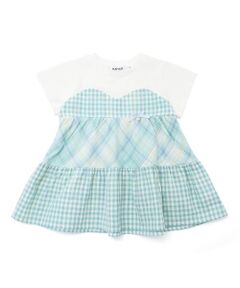 SLAP SLIP / スラップ スリップ Tシャツ | 【お揃い】リボン付きダブルガーゼチェックティアード切り替えTシャツ(80~130cm)