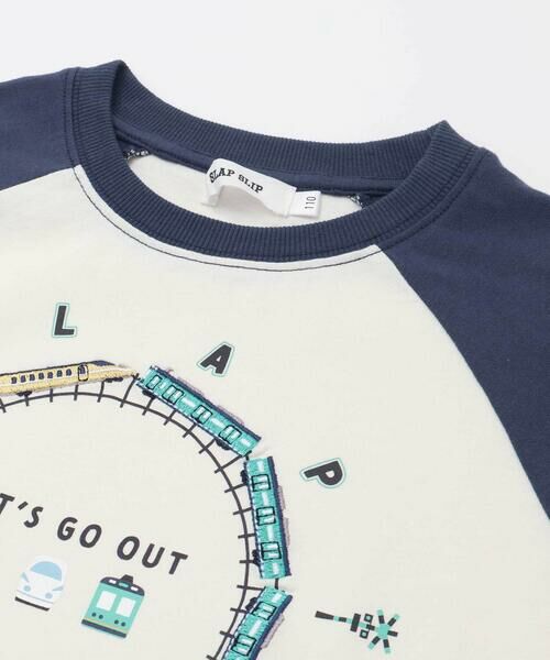 SLAP SLIP / スラップ スリップ Tシャツ | レールぐるぐる電車刺しゅうラグランTシャツ(80~130cm) | 詳細3