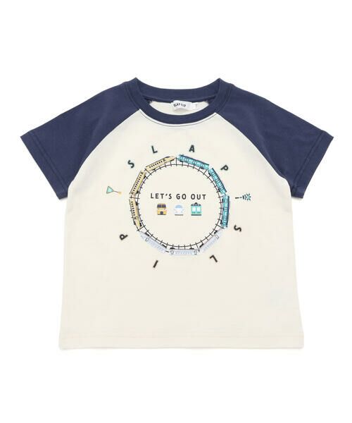 SLAP SLIP/スラップ スリップ レールぐるぐる電車刺しゅうラグランTシャツ(80~130cm) ネイビー 120cm SLAP SLIP/スラップ スリップ レールぐるぐる電車刺しゅうラグランTシャツ(80~130cm) ネイビー 120cm