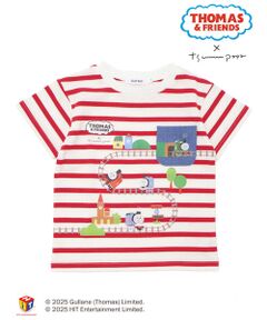 SLAP SLIP / スラップ スリップ Tシャツ | 【きかんしゃトーマス×つむぱぱ×SLAPSLIP】胸ポケット付きみんななかよしゴトゴトレールプリントTシャツ(80~120cm)