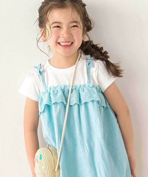 SLAP SLIP / スラップ スリップ ミニ丈・ひざ丈ワンピース | 【お揃い】肩リボンドッキングワンピース(80~130cm) | 詳細2