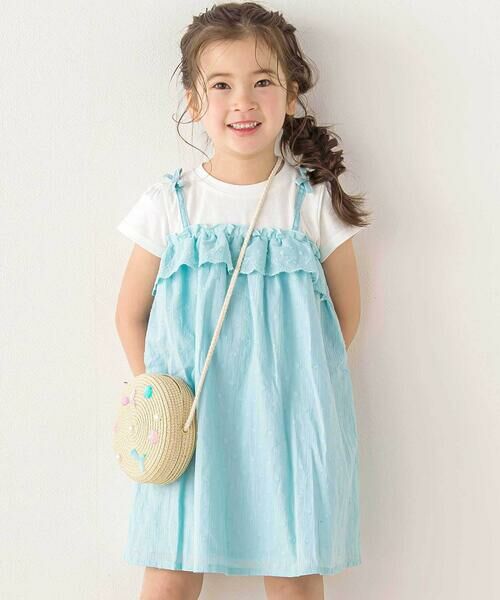 SLAP SLIP / スラップ スリップ ミニ丈・ひざ丈ワンピース | 【お揃い】肩リボンドッキングワンピース(80~130cm) | 詳細3