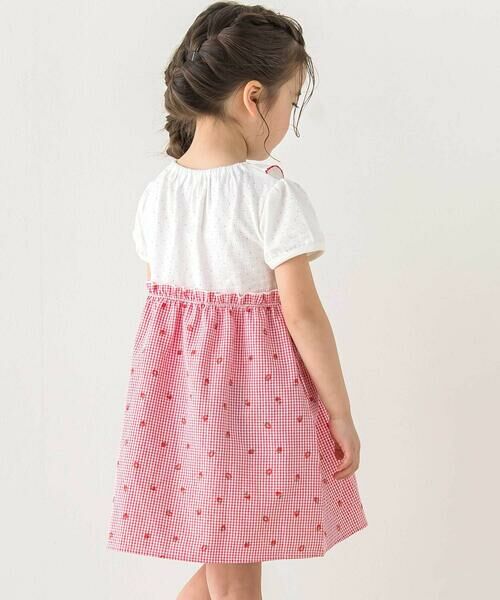 SLAP SLIP / スラップ スリップ ミニ丈・ひざ丈ワンピース | 【お揃い】襟付きパフスリーブイチゴレモンフルーツ柄チェック切り替えワンピース(80~130cm) | 詳細3