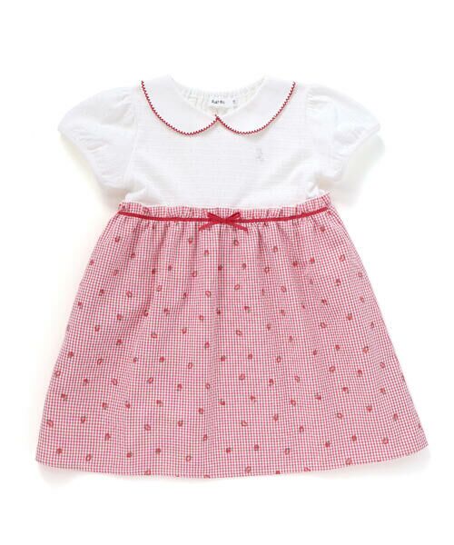 SLAP SLIP / スラップ スリップ ミニ丈・ひざ丈ワンピース | 【お揃い】襟付きパフスリーブイチゴレモンフルーツ柄チェック切り替えワンピース(80~130cm) | 詳細6