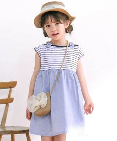 SLAP SLIP / スラップ スリップ ミニ丈・ひざ丈ワンピース | 【お揃い】肩リボンボーダー柄ワンピース(80~130cm)