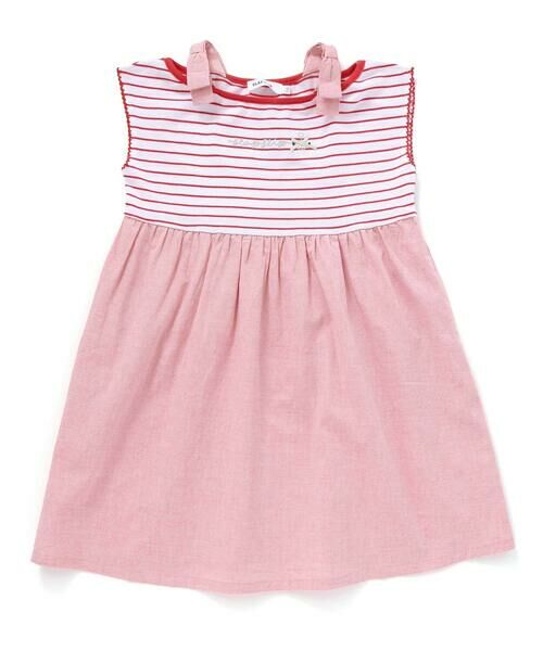 SLAP SLIP / スラップ スリップ ミニ丈・ひざ丈ワンピース | 【お揃い】肩リボンボーダー柄ワンピース(80~130cm) | 詳細1