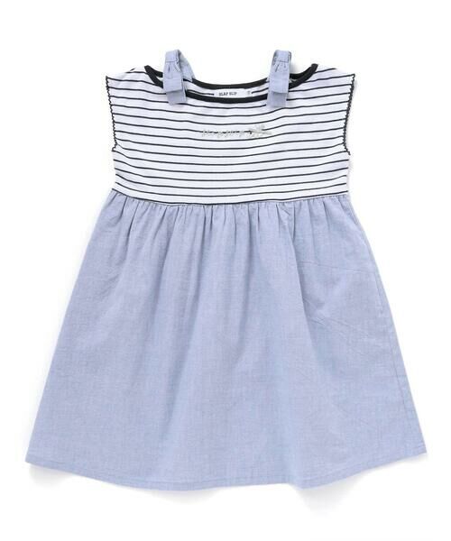 SLAP SLIP / スラップ スリップ ミニ丈・ひざ丈ワンピース | 【お揃い】肩リボンボーダー柄ワンピース(80~130cm) | 詳細8