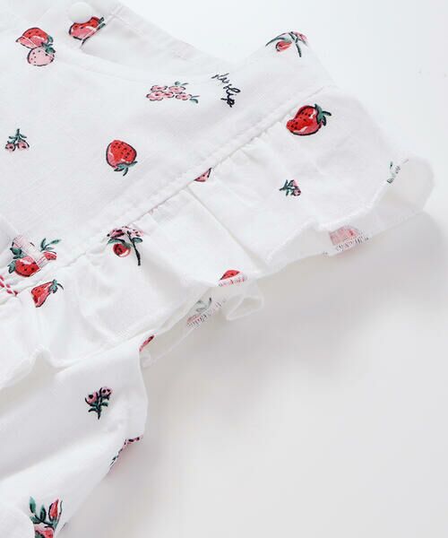 SLAP SLIP / スラップ スリップ ミニ丈・ひざ丈ワンピース | 【お揃い】デニムチェックイチゴ×お花プリントスモッキングワンピース(80~130cm) | 詳細5