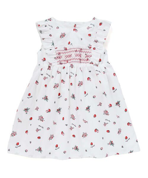 SLAP SLIP / スラップ スリップ ミニ丈・ひざ丈ワンピース | 【お揃い】デニムチェックイチゴ×お花プリントスモッキングワンピース(80~130cm) | 詳細1