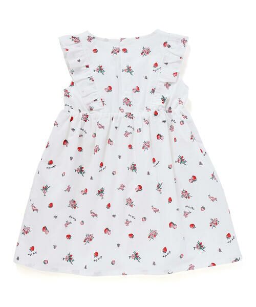 SLAP SLIP / スラップ スリップ ミニ丈・ひざ丈ワンピース | 【お揃い】デニムチェックイチゴ×お花プリントスモッキングワンピース(80~130cm) | 詳細2