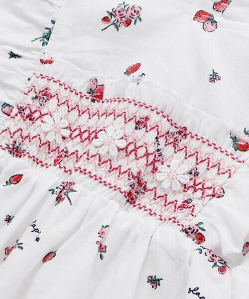 SLAP SLIP / スラップ スリップ ミニ丈・ひざ丈ワンピース | 【お揃い】デニムチェックイチゴ×お花プリントスモッキングワンピース(80~130cm) | 詳細4