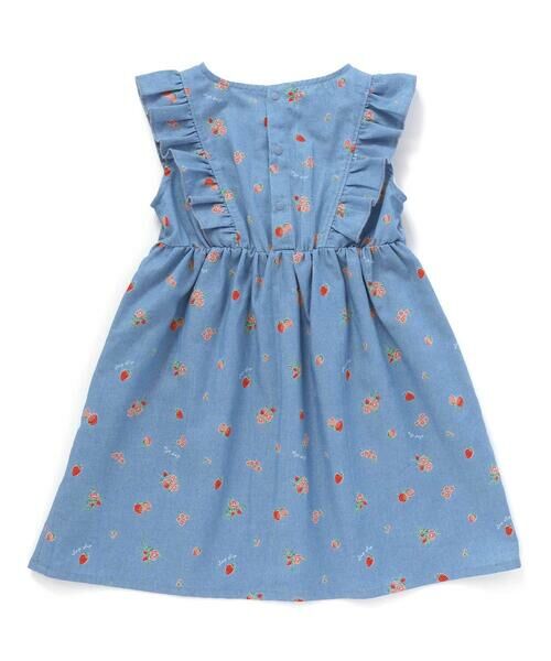 SLAP SLIP / スラップ スリップ ミニ丈・ひざ丈ワンピース | 【お揃い】デニムチェックイチゴ×お花プリントスモッキングワンピース(80~130cm) | 詳細16