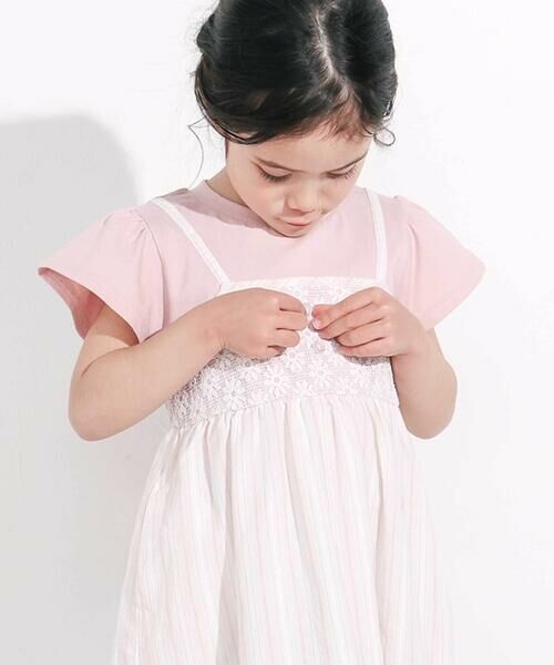 SLAP SLIP / スラップ スリップ ミニ丈・ひざ丈ワンピース | 【お揃い】裾フリルドッキングマルチストライプワンピース(80~130cm) | 詳細2