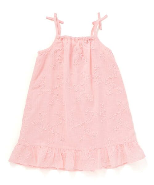 SLAP SLIP / スラップ スリップ ミニ丈・ひざ丈ワンピース | お花刺しゅうカーディガン+肩リボンキャミソールワンピース2点セット(90~130cm) | 詳細2