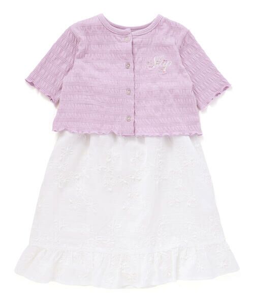 SLAP SLIP / スラップ スリップ ミニ丈・ひざ丈ワンピース | お花刺しゅうカーディガン+肩リボンキャミソールワンピース2点セット(90~130cm) | 詳細10