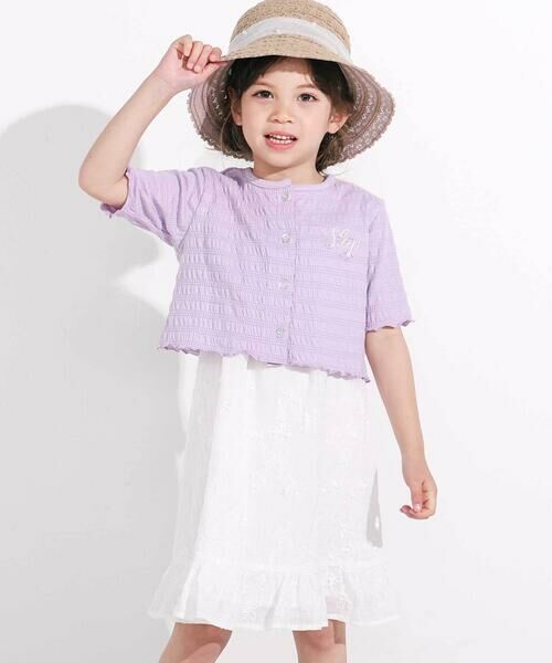 SLAP SLIP / スラップ スリップ ミニ丈・ひざ丈ワンピース | お花刺しゅうカーディガン+肩リボンキャミソールワンピース2点セット(90~130cm) | 詳細7