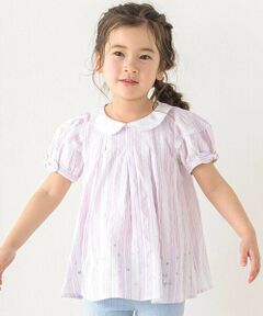 SLAP SLIP / スラップ スリップ シャツ・ブラウス | 【お揃い】襟付き袖リボンキラキラ裾プリントチュニック(80~130cm)