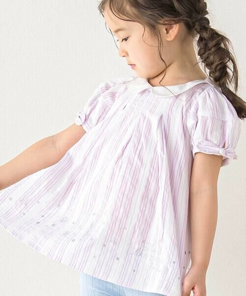 SLAP SLIP / スラップ スリップ シャツ・ブラウス | 【お揃い】襟付き袖リボンキラキラ裾プリントチュニック(80~130cm) | 詳細7