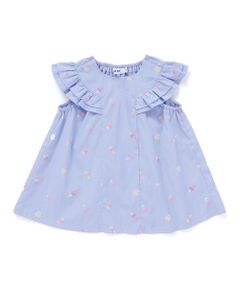 SLAP SLIP / スラップ スリップ シャツ・ブラウス | 【お揃い】カラフルスイーツ刺しゅう風発泡プリント柄肩フリルチュニック(80~130cm)