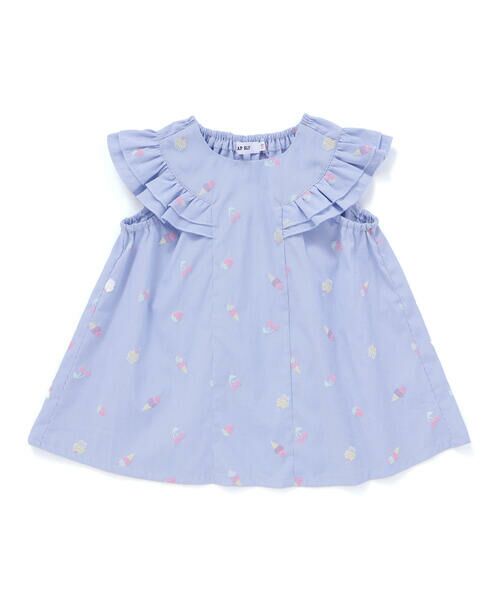 SLAP SLIP / スラップ スリップ シャツ・ブラウス | 【お揃い】カラフルスイーツ刺しゅう風発泡プリント柄肩フリルチュニック(80~130cm) | 詳細1