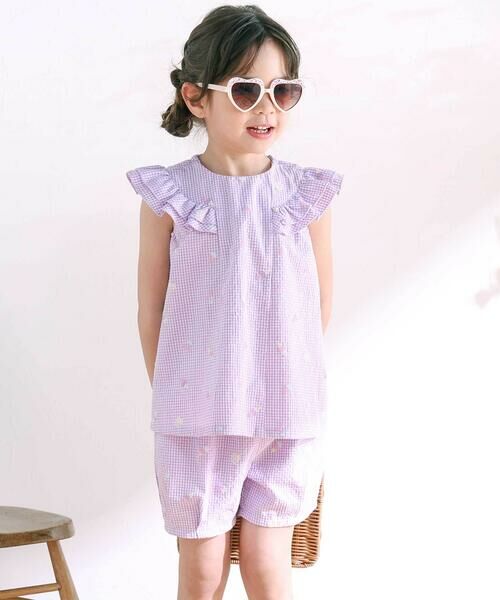 SLAP SLIP / スラップ スリップ シャツ・ブラウス | 【お揃い】カラフルスイーツ刺しゅう風発泡プリント柄肩フリルチュニック(80~130cm) | 詳細11